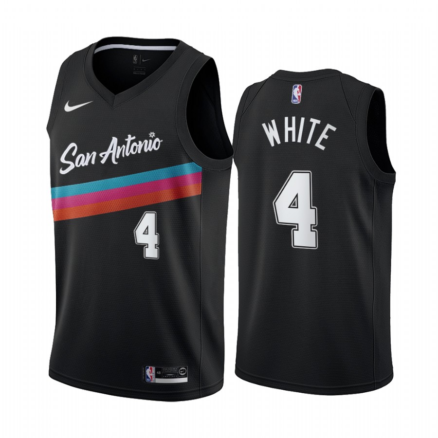 Men's Black San Antonio Spurs #4 Derrick White 2020 City Edition Stitched Jersey